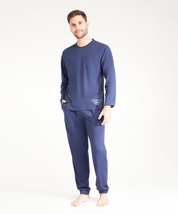 Pijama Unicolor Camiseta Con Screen Manga Larga Y Pantalon Unicolor