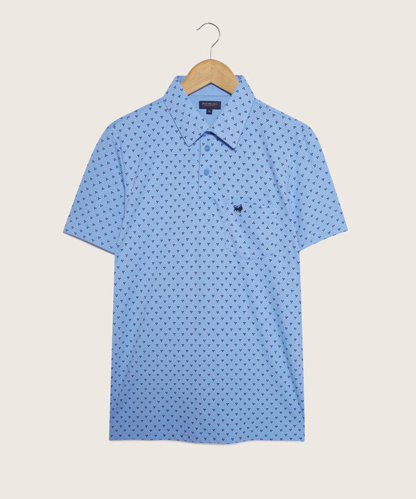 Polo Estampada, Cuello Maquina Duro Con Bolsillo, Silueta Regular Fit Blanco