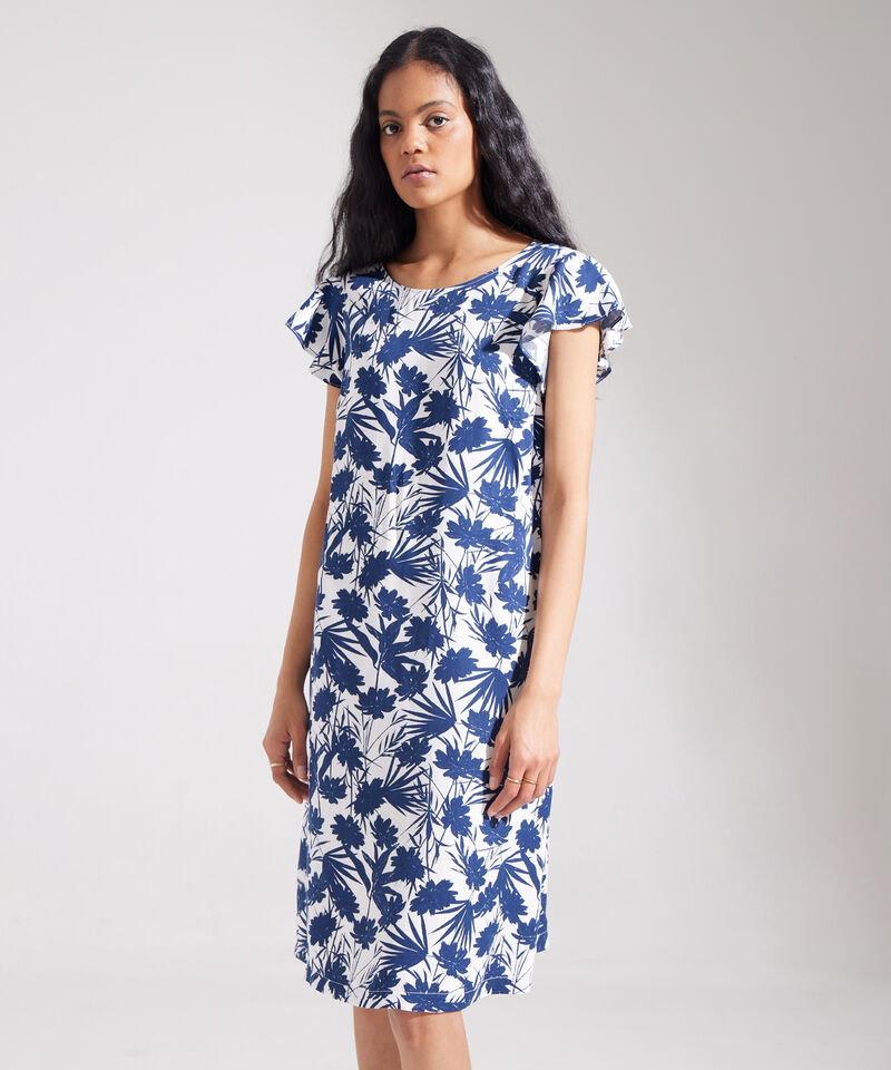 Vestido Estampado Manga Corta Con Bolsillo Laterales