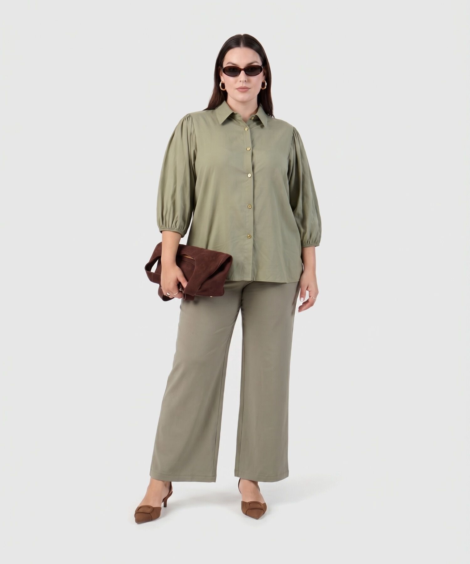 Camisa Con Mangas Globo Para Mujer Curvy
