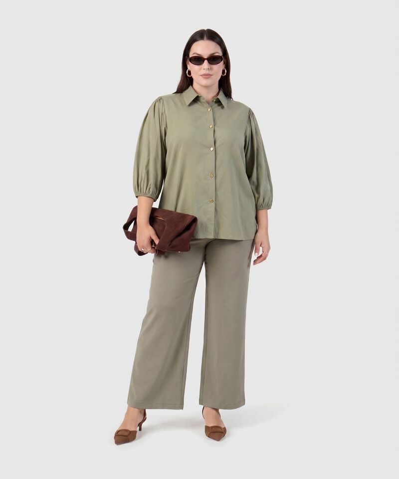 Camisa Con Mangas Globo Para Mujer Curvy