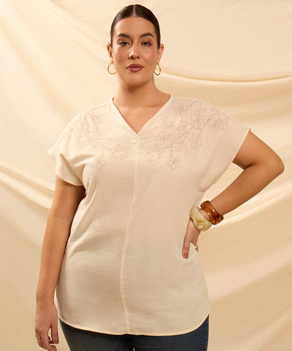 Blusa Con Bordado En Hombros Para Mujer Curvy