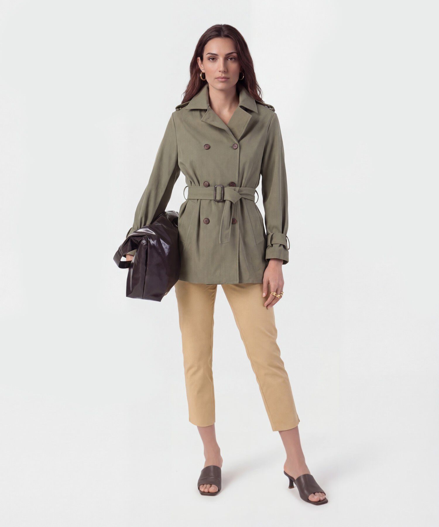 Chaqueta Trench Con Cintur&oacute;n Para Mujer