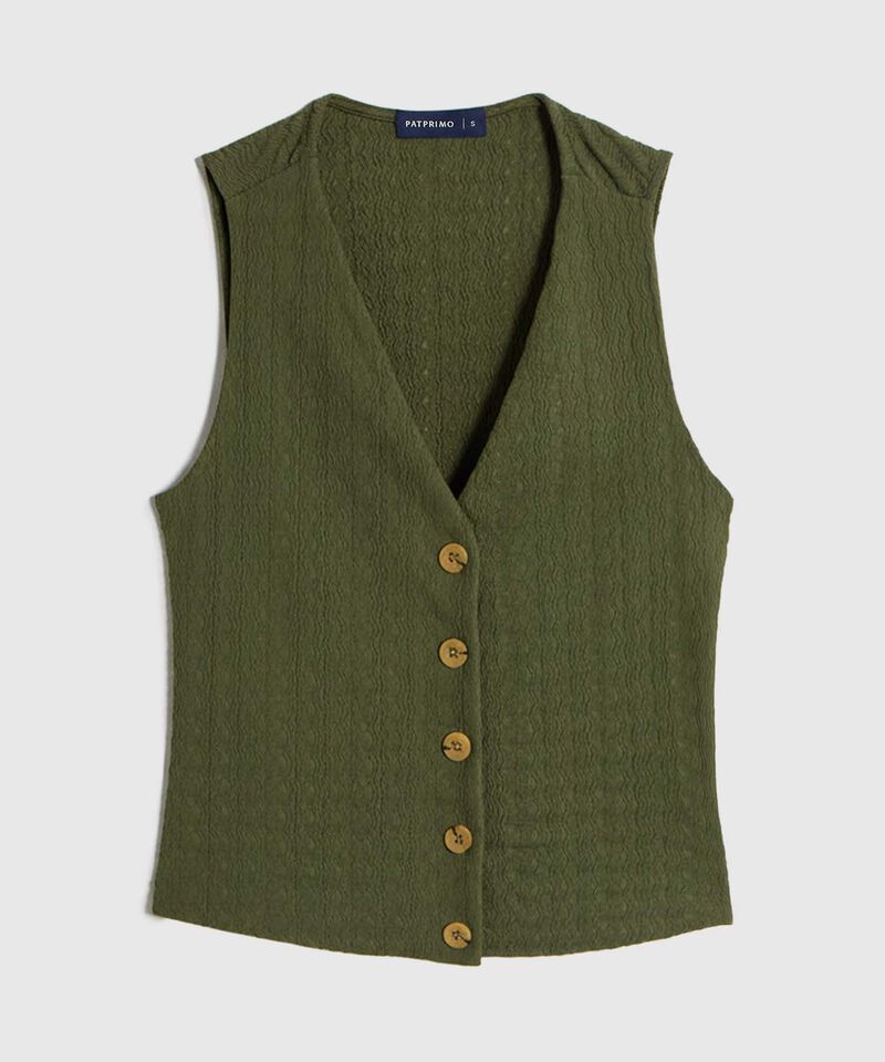 Chaleco Texturizado con Botones de Contraste para Mujer