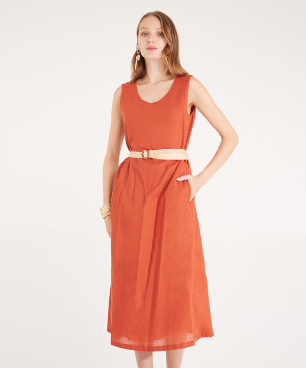 Vestido Manga Sisa Con Cinturon Entela Del Cuerpo