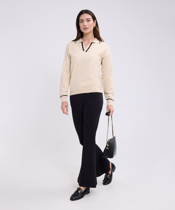 Saco tipo polo con línea contrastada en cuello y puños para mujer image number null