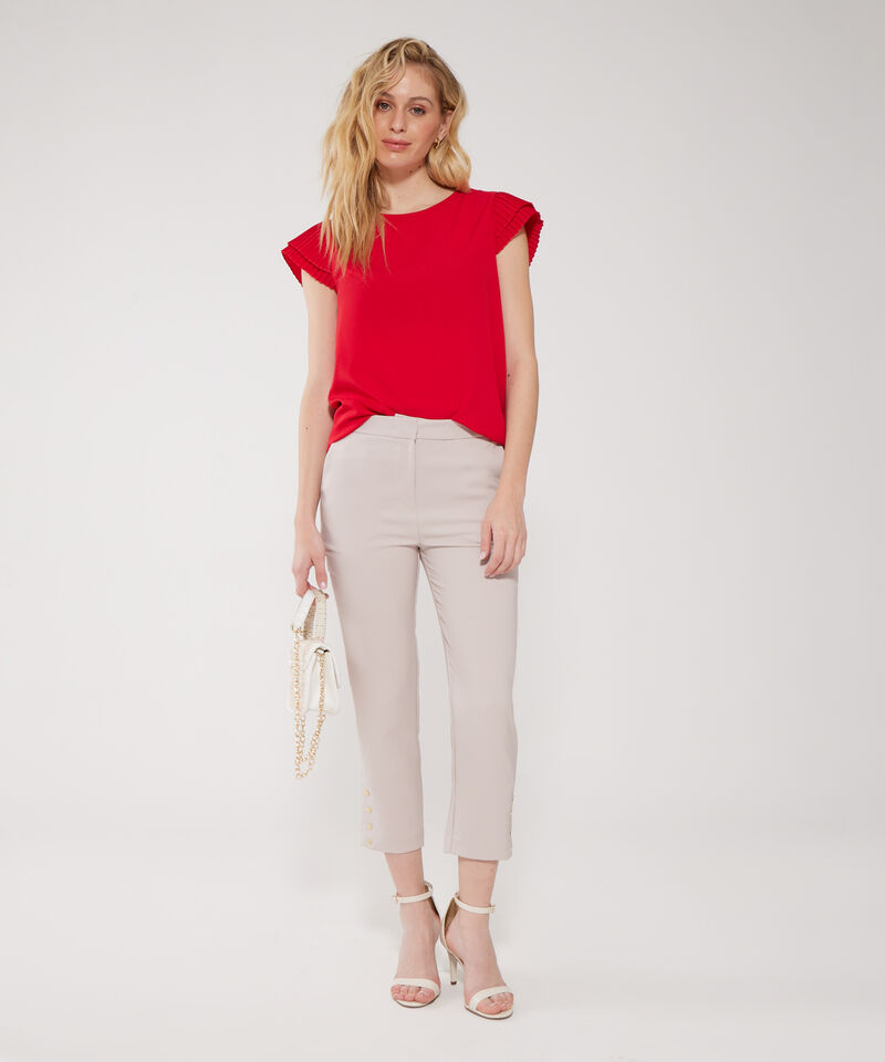 Pantalón Clásico Unicolor Con Botones En Bota