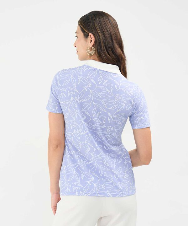Polo Estampada Manga Corta Con Cuello Tejido Sin Bolsillo