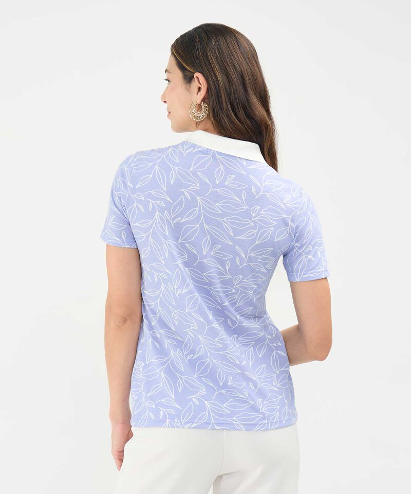 Polo Estampada Manga Corta Con Cuello Tejido Sin Bolsillo