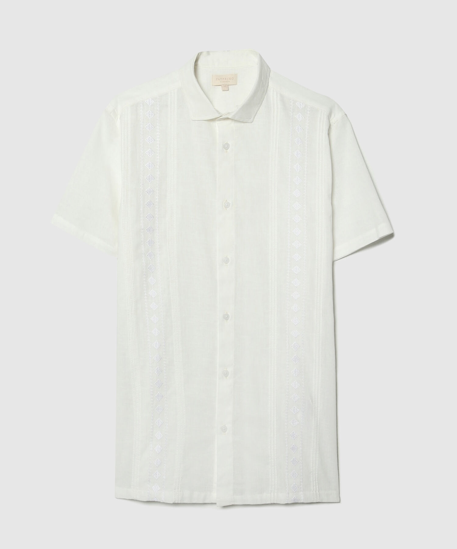 Camisa Guayabera Cuello Camisero Manga Corta Algodón Cuello Abierto Mini