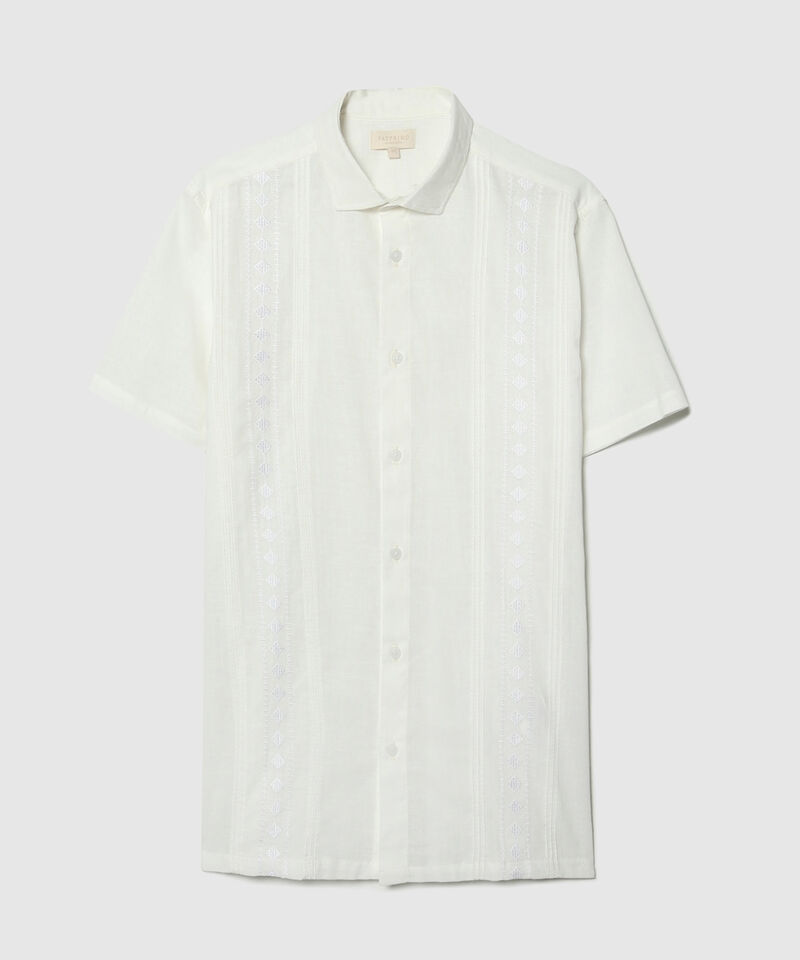 Camisa Guayabera Cuello Camisero Manga Corta Algodón Cuello Abierto Mini