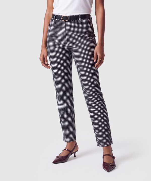 Pantal&oacute;n Chino Estampado Con Cintur&oacute;n Mujer image number null
