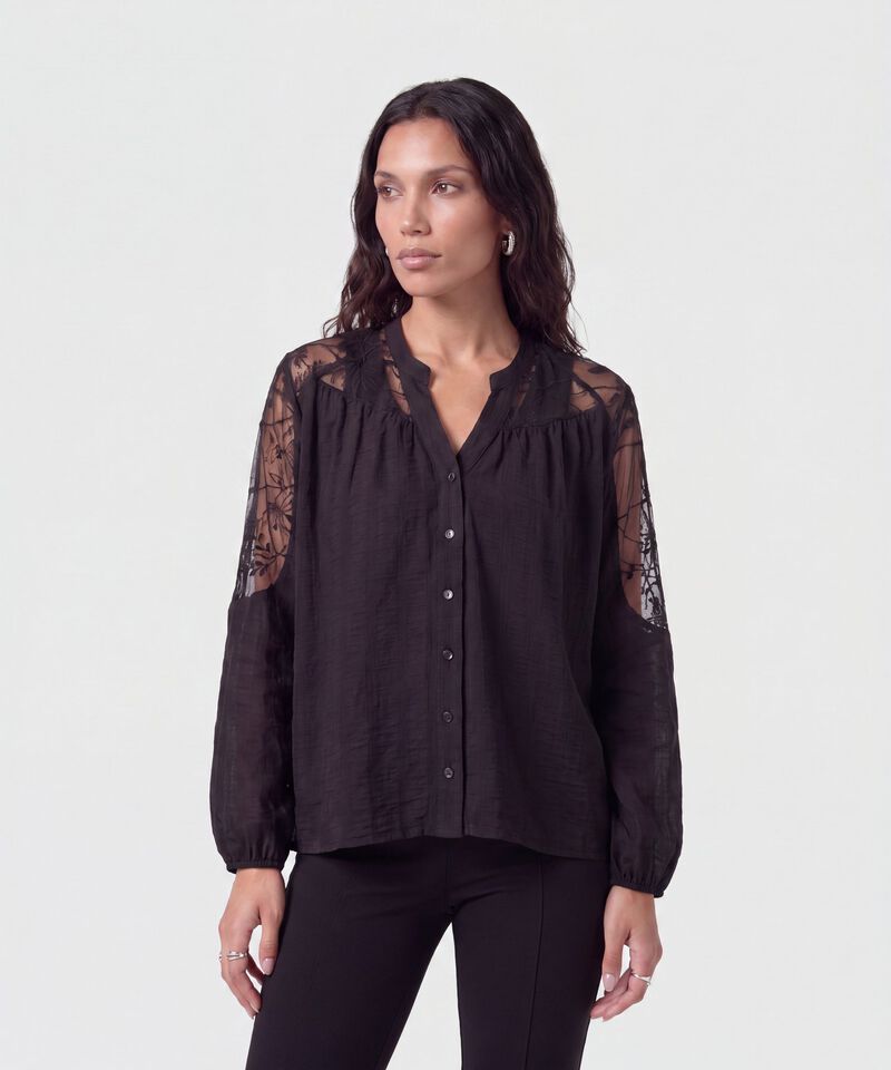 Blusa Con Mangas De Encaje Para Mujer