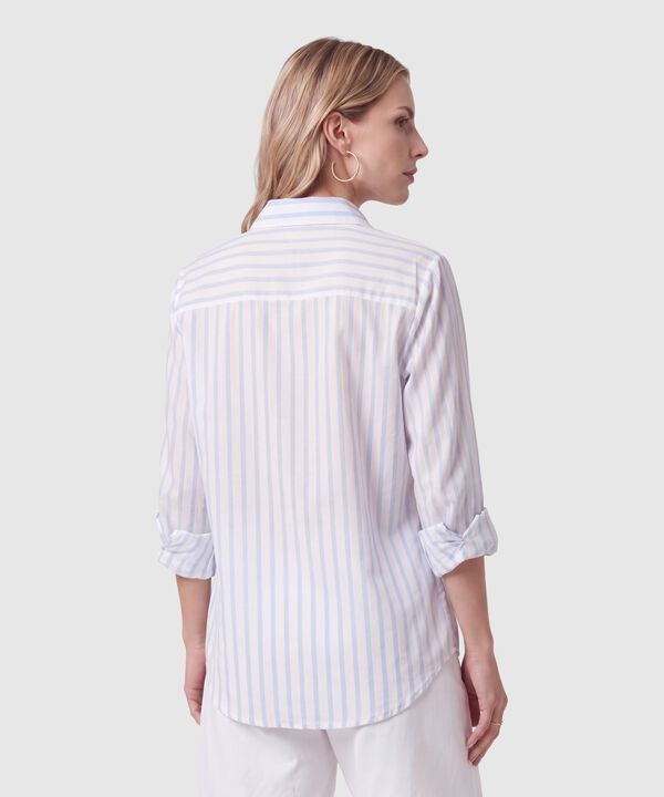 Camisa A Rayas Con Bolsillo Para Mujer