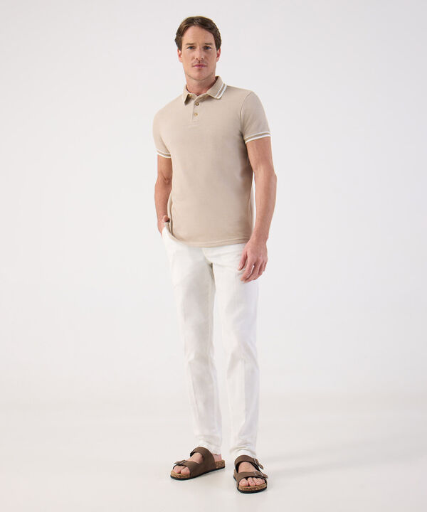 Polo Texturizado con Ribetes de Contraste Para Hombre image number null