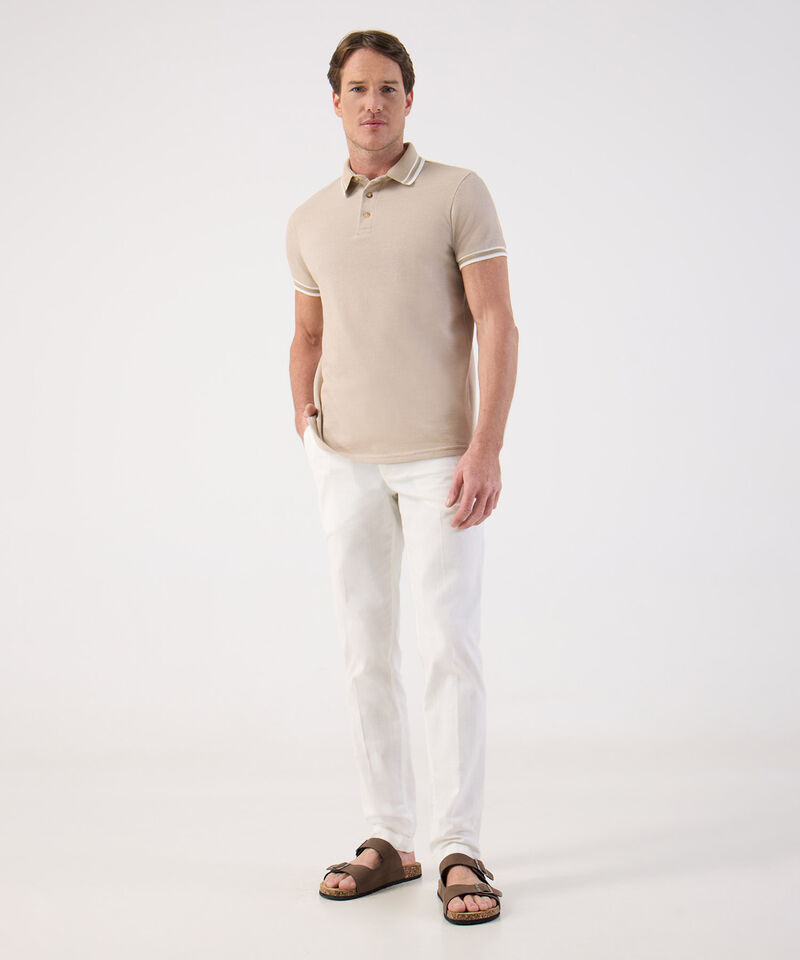 Polo Texturizado con Ribetes de Contraste Para Hombre