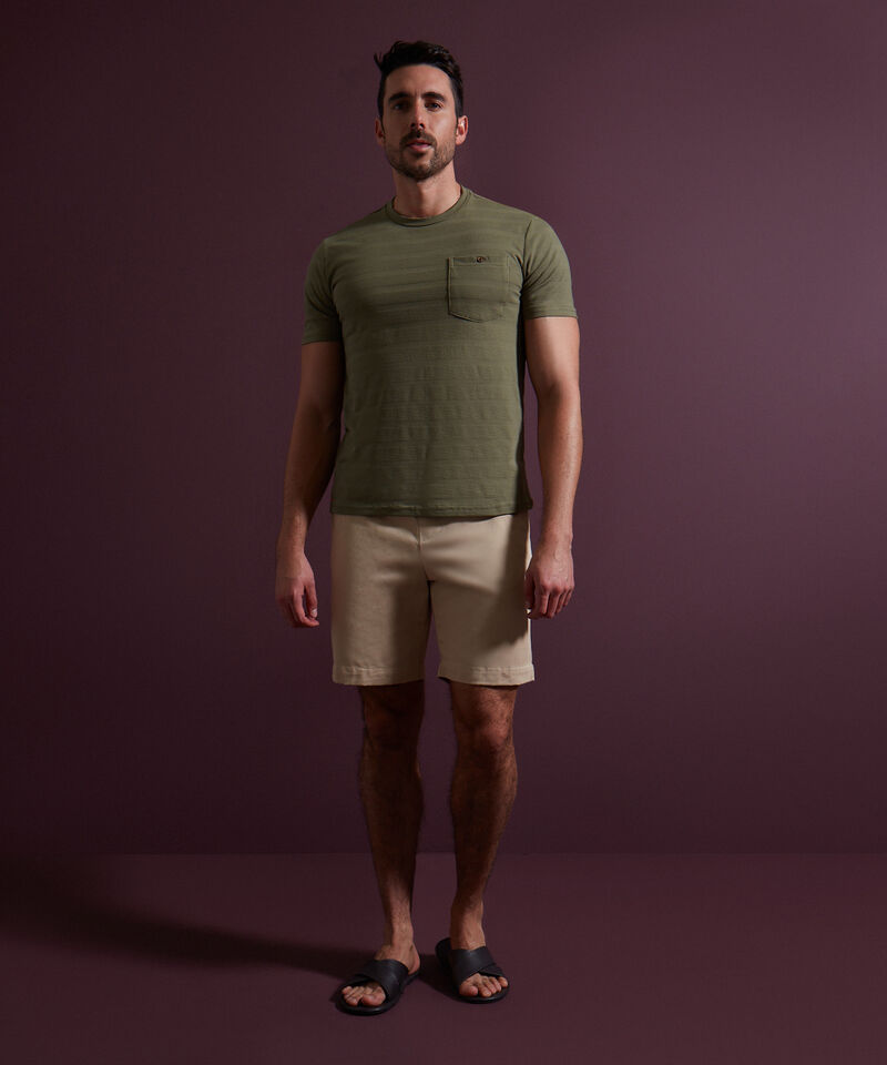 Camiseta Unicolor, Cuello Redondo Con  Bolsillo De Parche