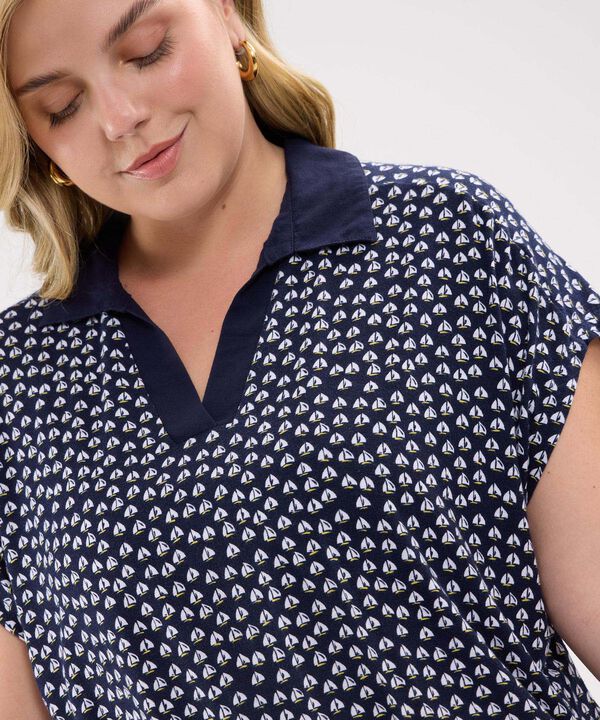 Polo Estampada Manga Corta Corrida