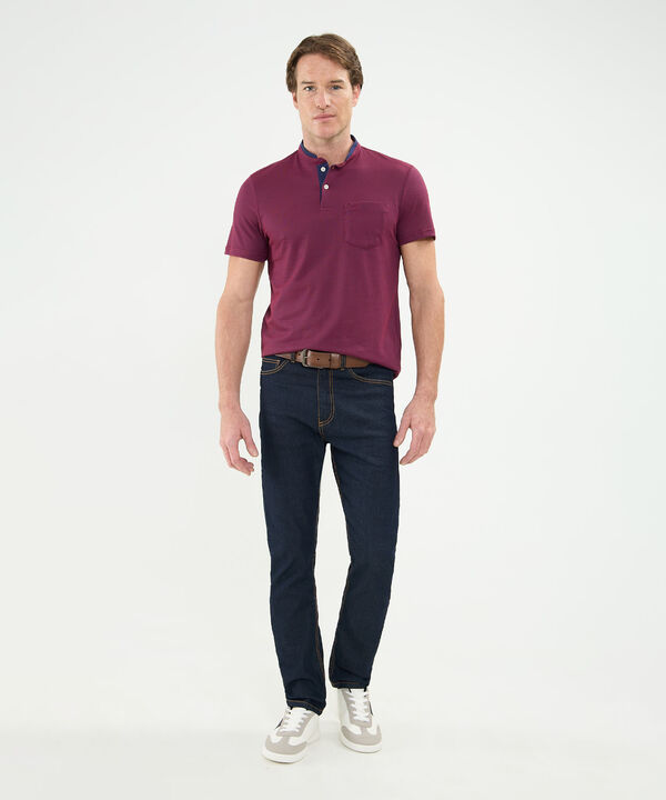 Polo Unicolor Con Textura Cuello Mao image number null