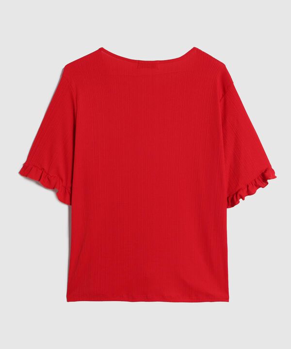 Camiseta con Rib y Manga con Rizo Para Mujer Curvy image number null
