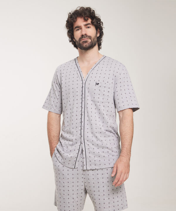 Pijama 2 Piezas Camisa Manga Cortay Pantalóneta Con Hiladillo