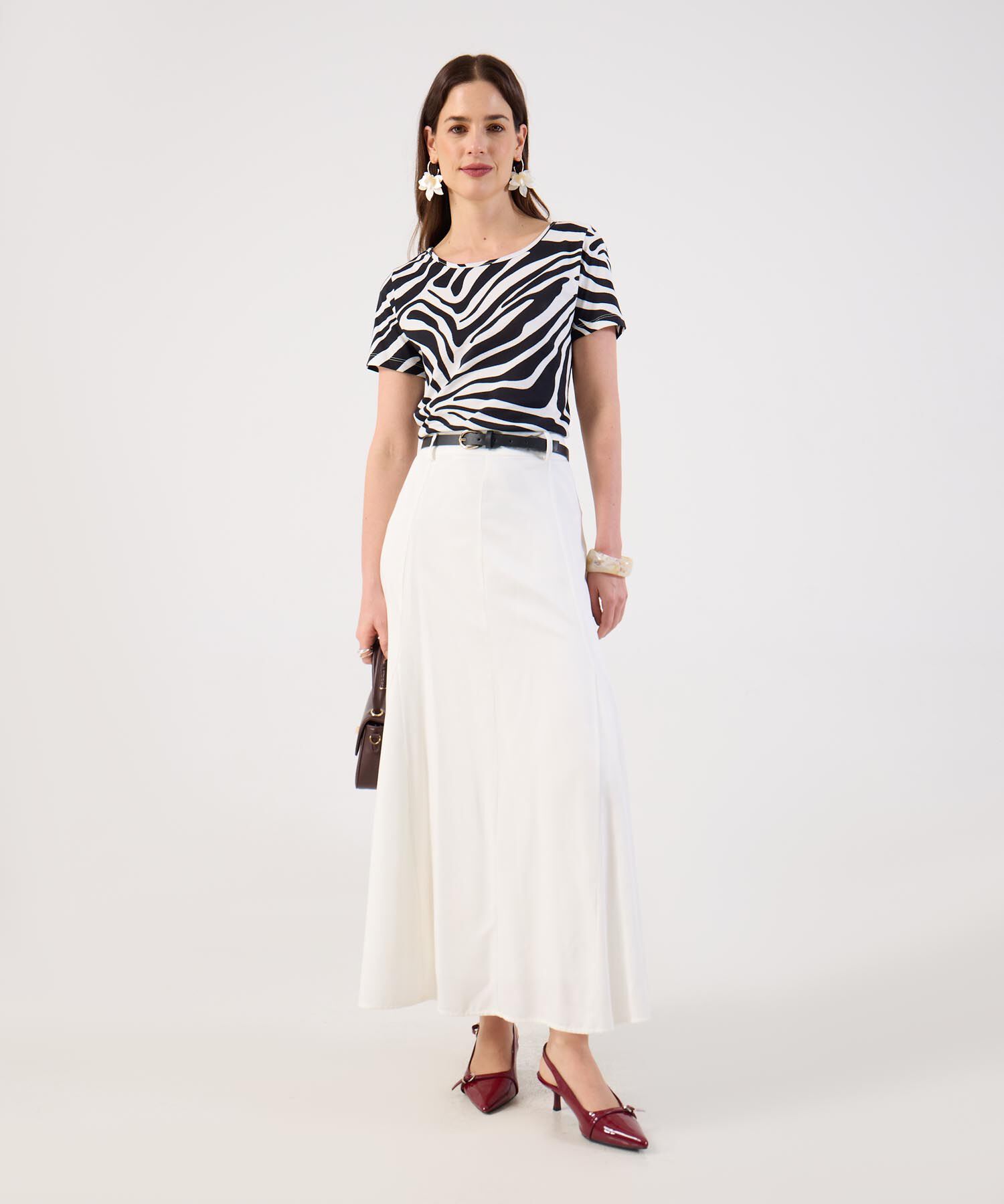 Camiseta Estampada de Corte Recto para Mujer