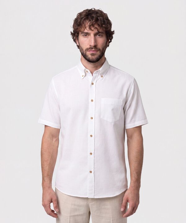 Camisa Manga Corta Cuello Bot&oacute;n Para Hombre