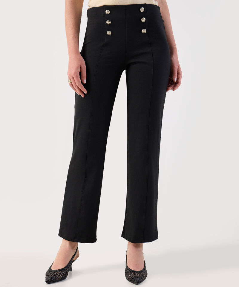 Leggings Mujer Talle Alto Botones Decorativos