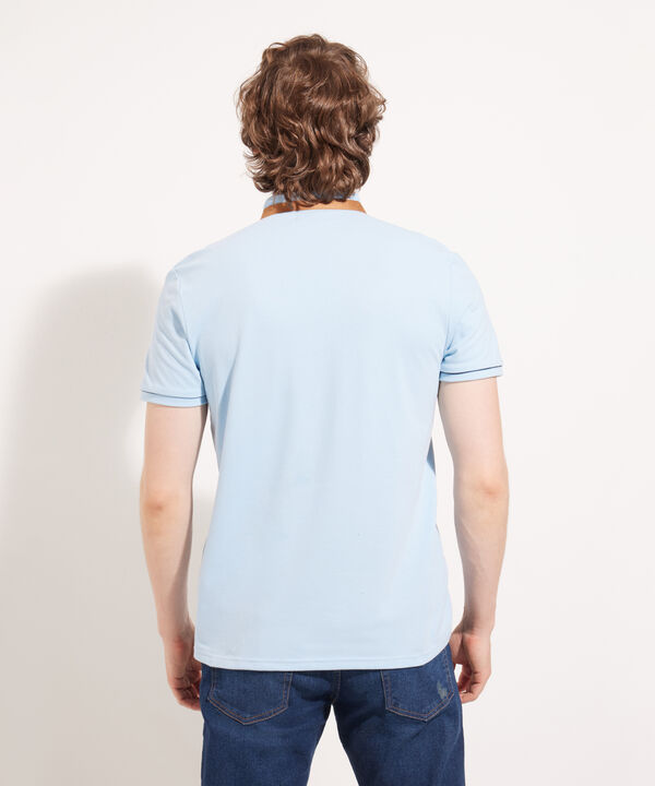 Polo Unicolor Doble Cuello Manga Corta Slim Fit