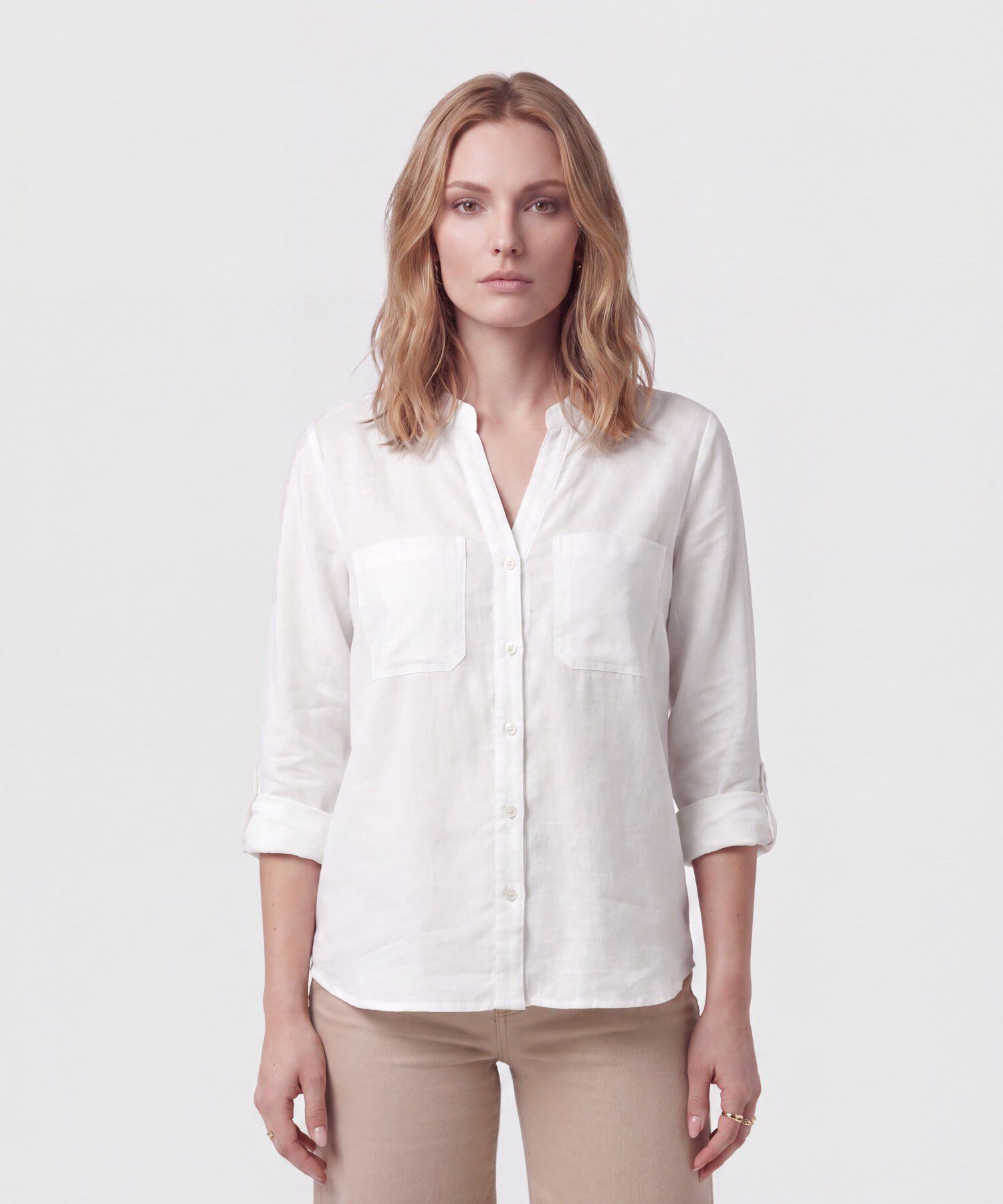 Blusa Manga Larga Con Escote En V Para Mujer