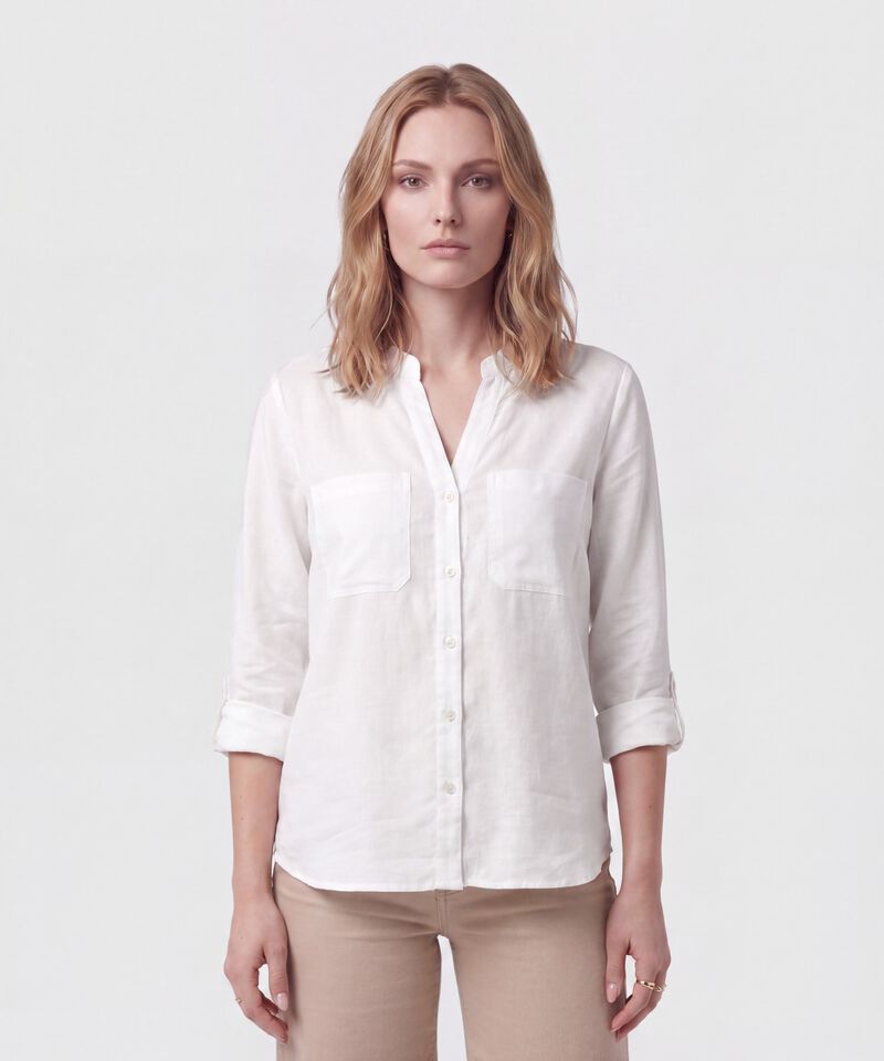 Blusa Manga Larga Con Escote En V Para Mujer