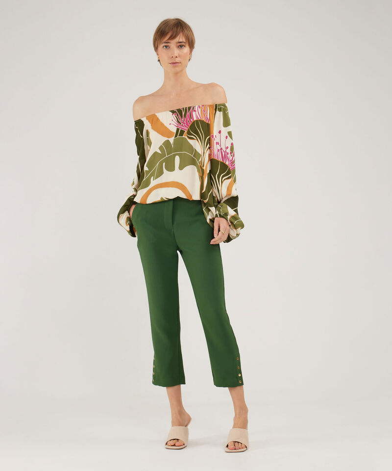 Blusa Estampada Con Puños Encauchados