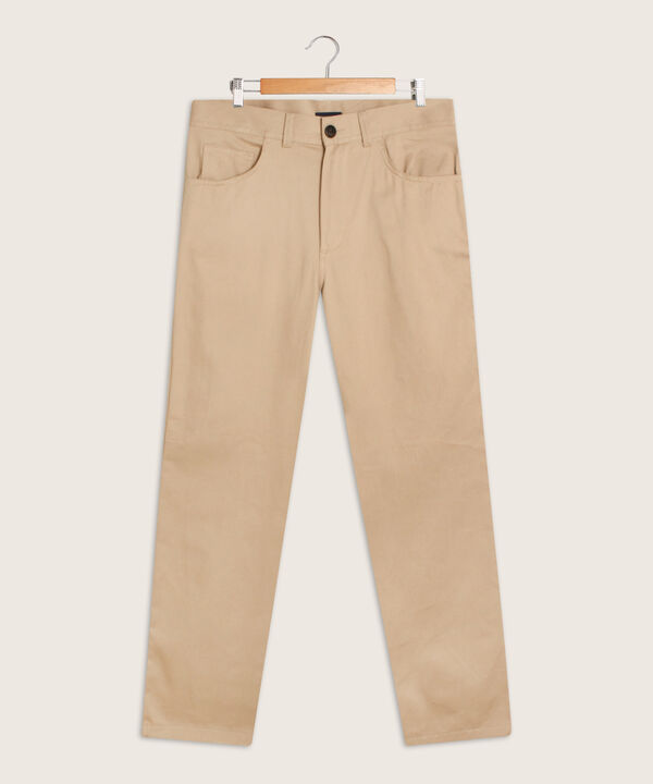 Pantalón Unicolor 5 Bolsillos Regular Fit.