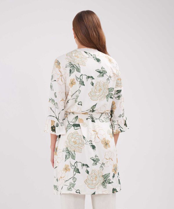 Saco Tipo Kimono Estampado Con Arandela En Mangas 