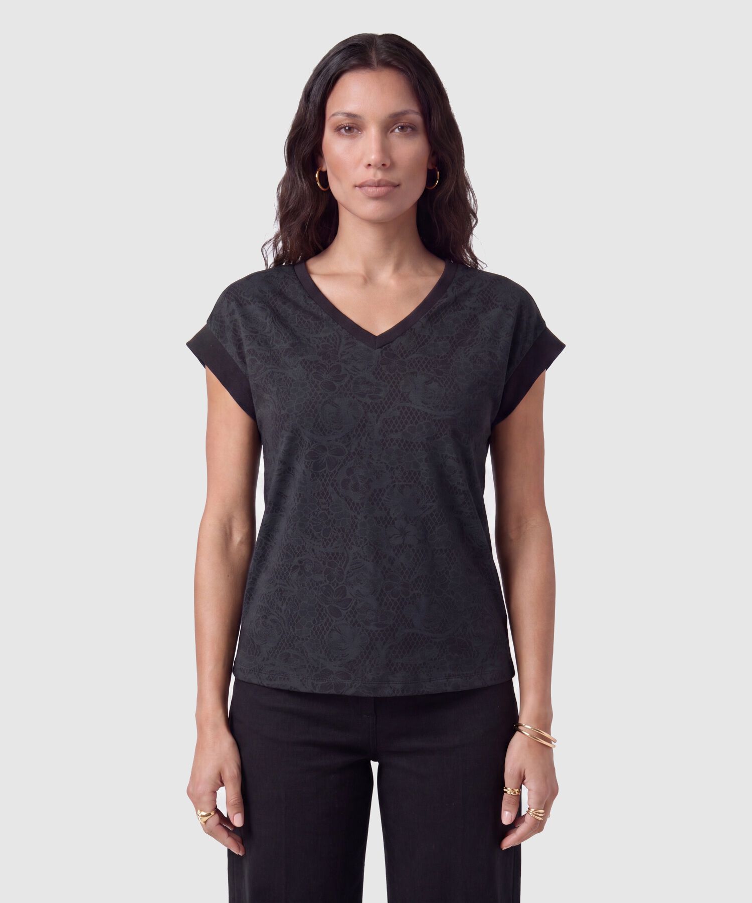 Camiseta Cuello V Manga Corta Mujer