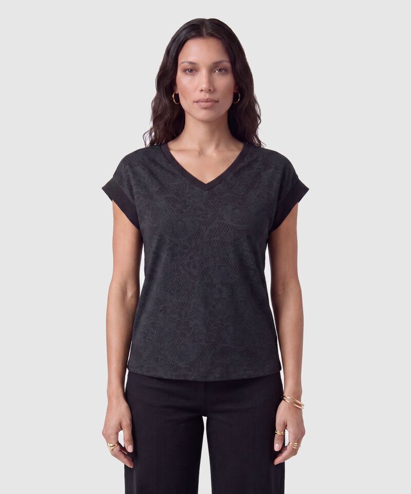 Camiseta Cuello V Manga Corta Mujer