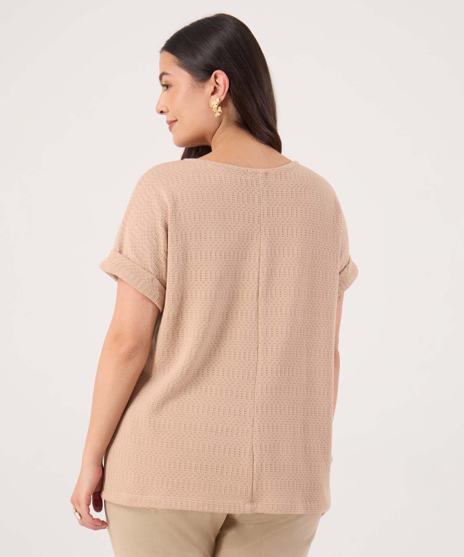 Camiseta Texturizada Unicolor Para Mujer Curvy