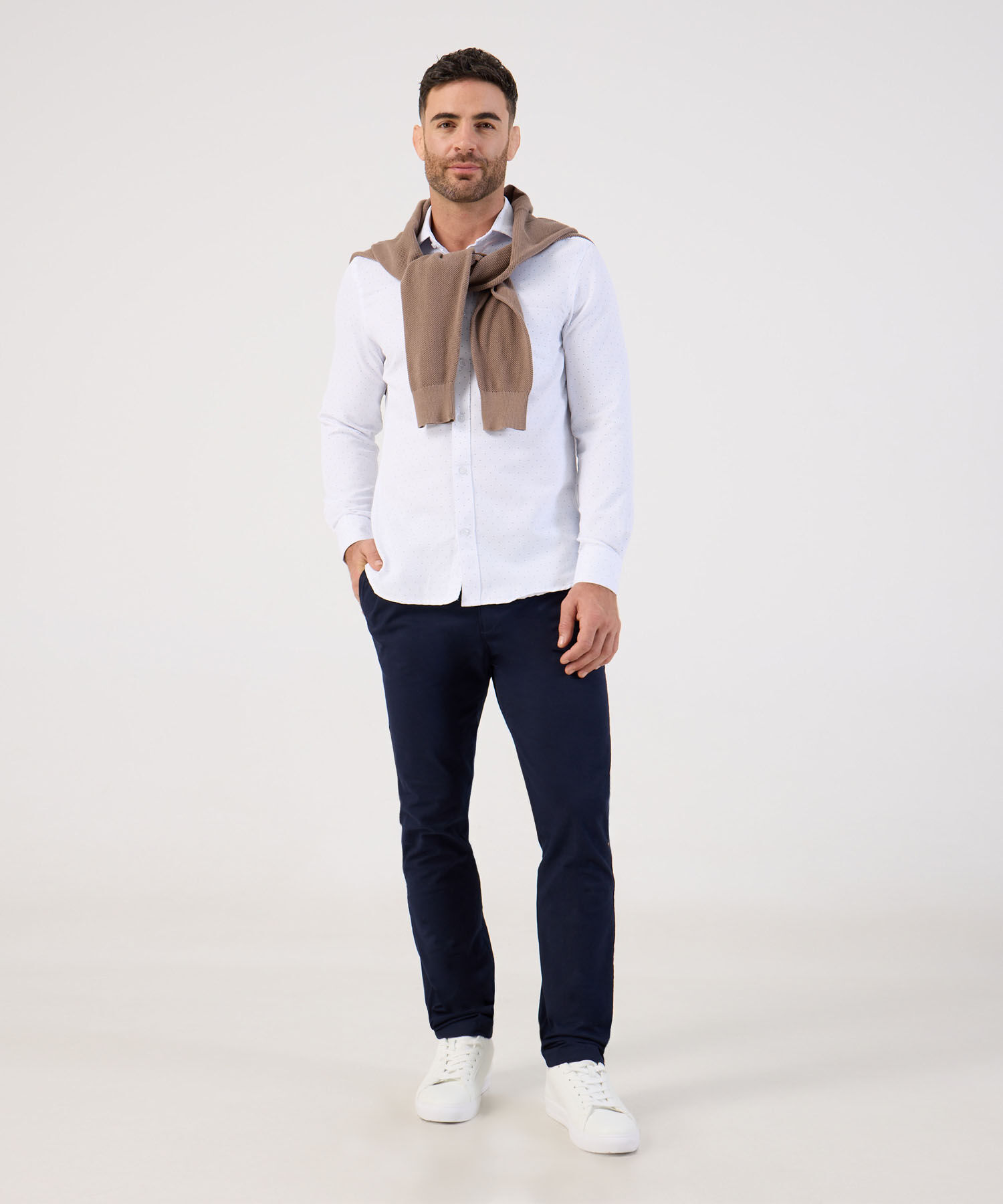 Camisa De Manga Larga Con Microestampado Para Hombre