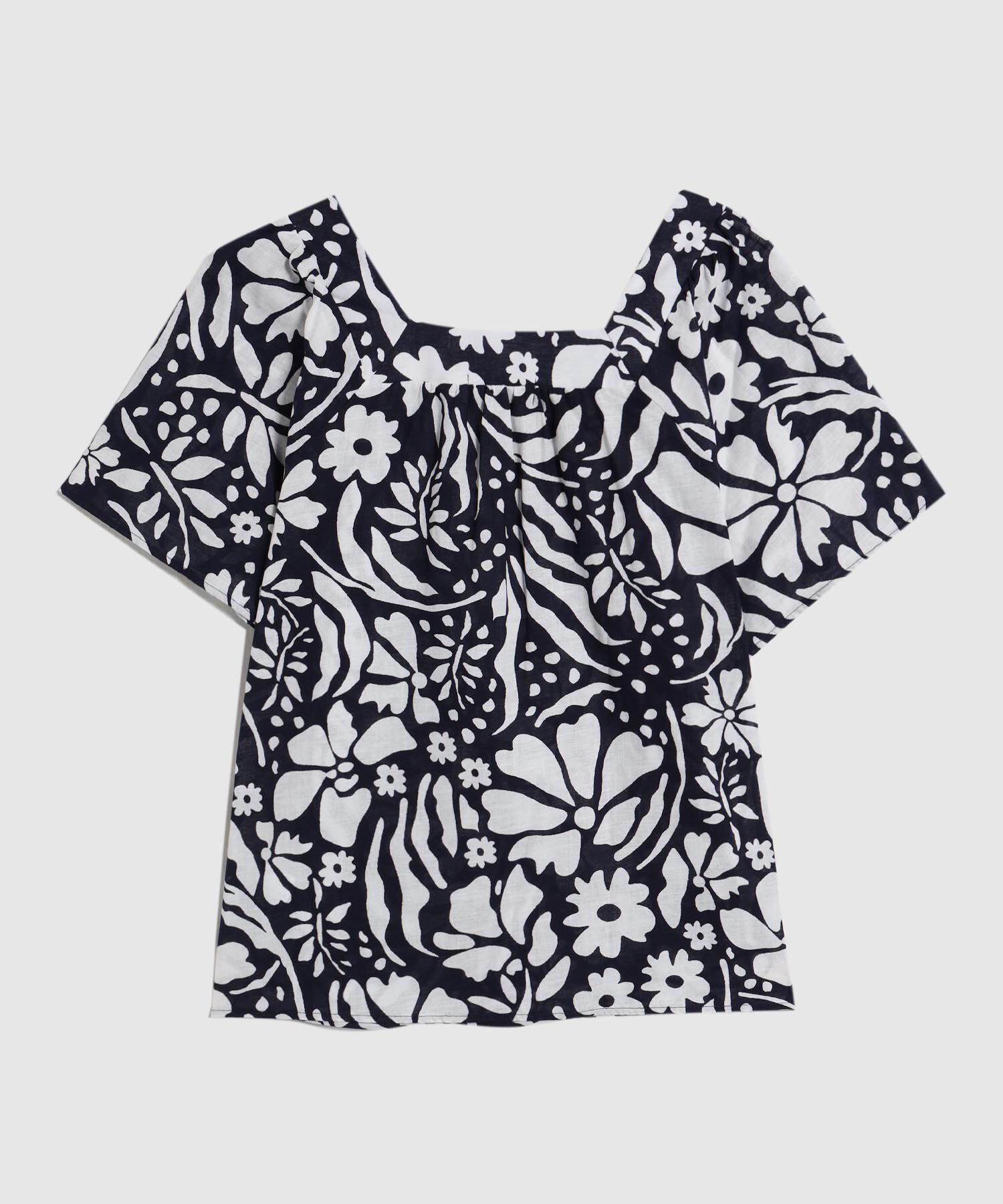 Blusa Estampada Con Escote Cuadrado 