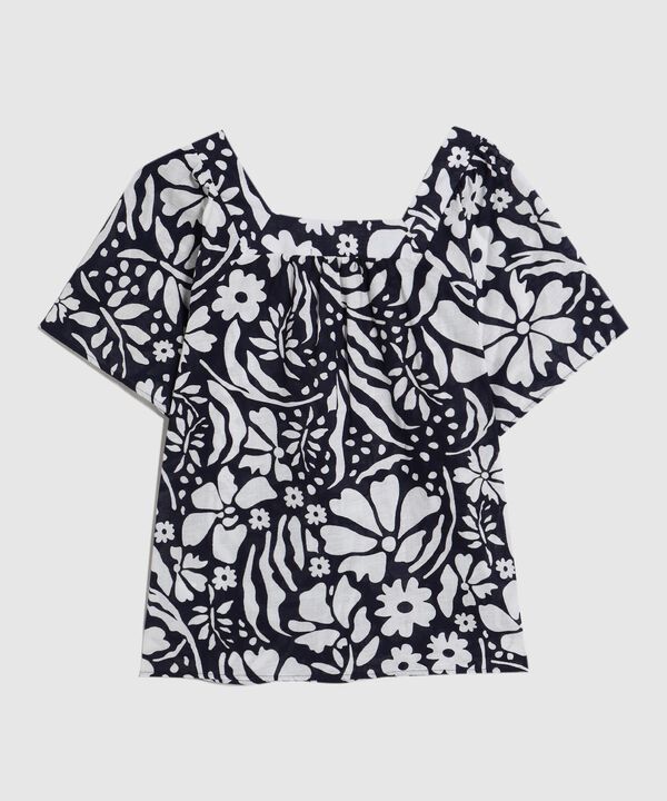 Blusa Estampada Con Escote Cuadrado  image number null