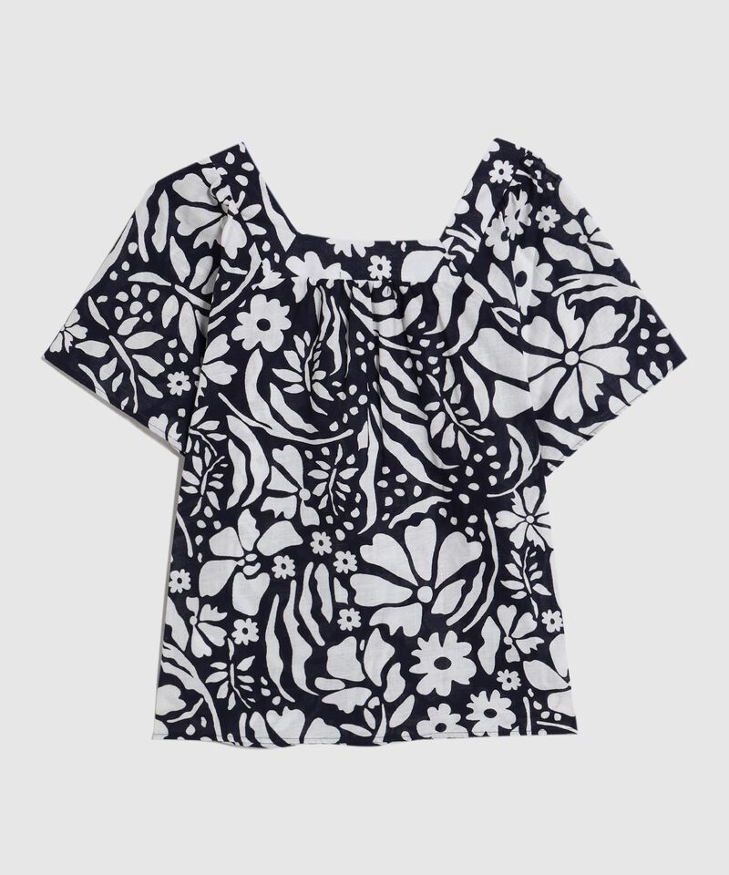 Blusa Estampada Con Escote Cuadrado 