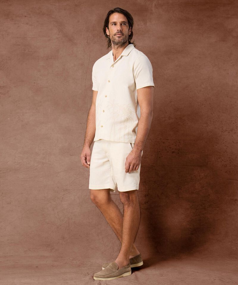 Camisa Manga Corta con Cuello Resort Para Hombre
