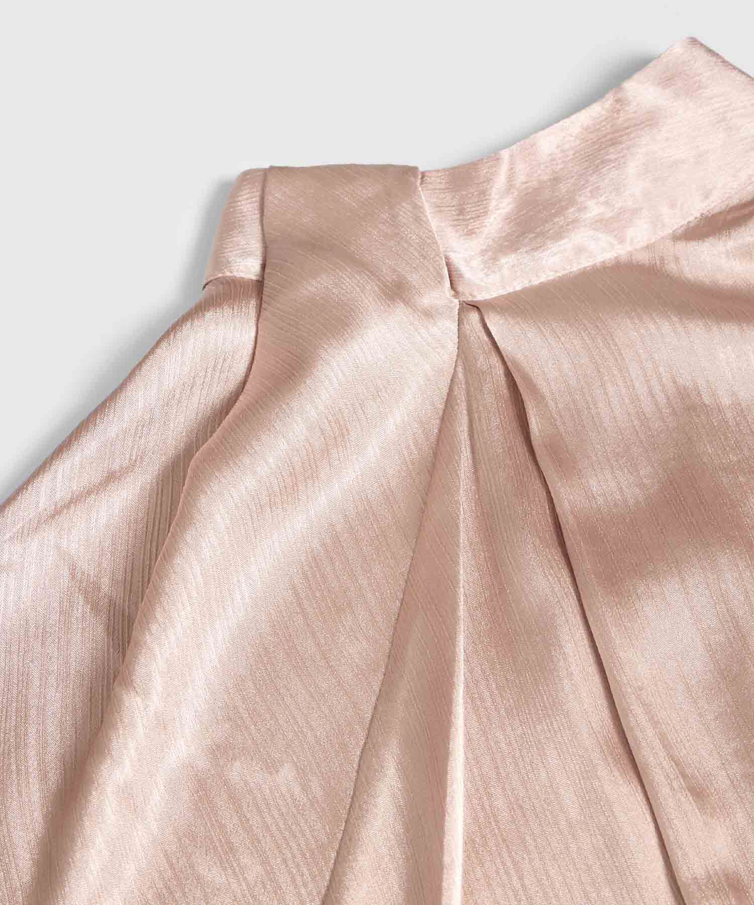 Blusa Manga Corta con Cuello Alto para Mujer