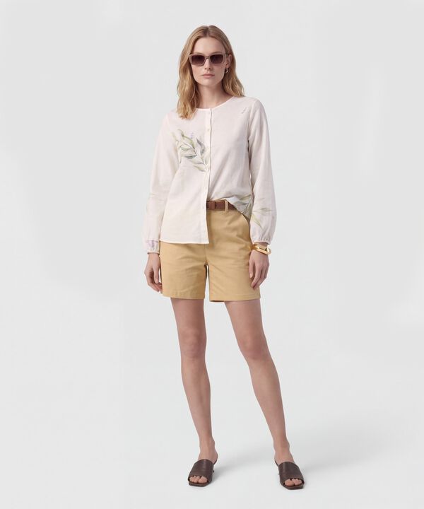 Blusa Con Cuello Redondo Y Manga Larga Mujer