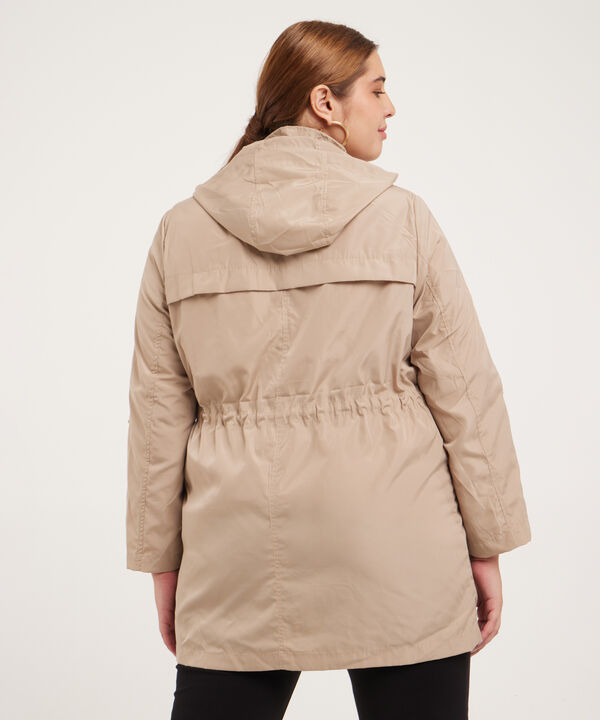 Chaqueta Parka Con Capota, Charreteras Y Cordon De Ajuste