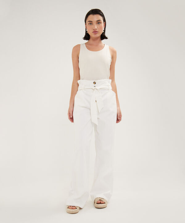 Pantalon Unicolor Paper Con Cinturon image number null