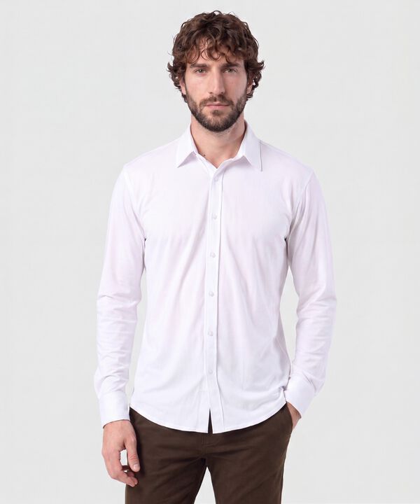 Camisa Slim Fit De Punto Antiarrugas