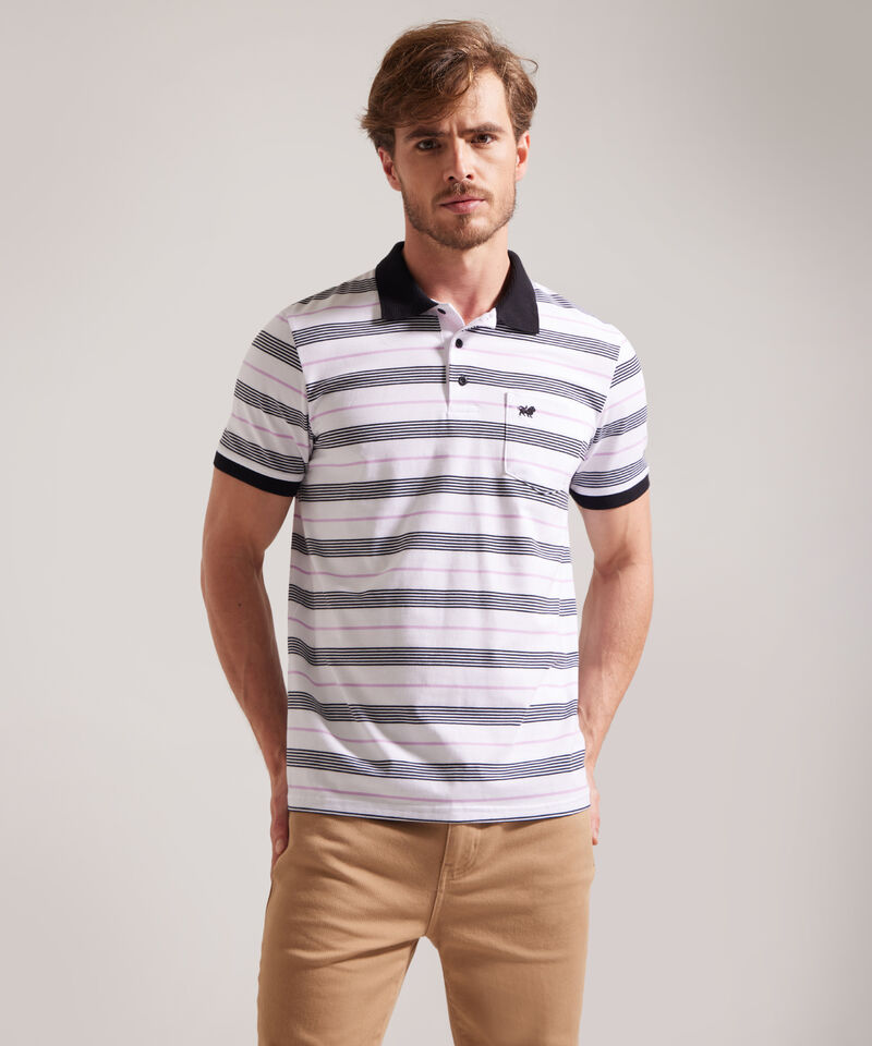 Polo Cuello Y Puños Tejidos Con Bolsillo, Jersey Preteñido, Silueta Regular Fit
