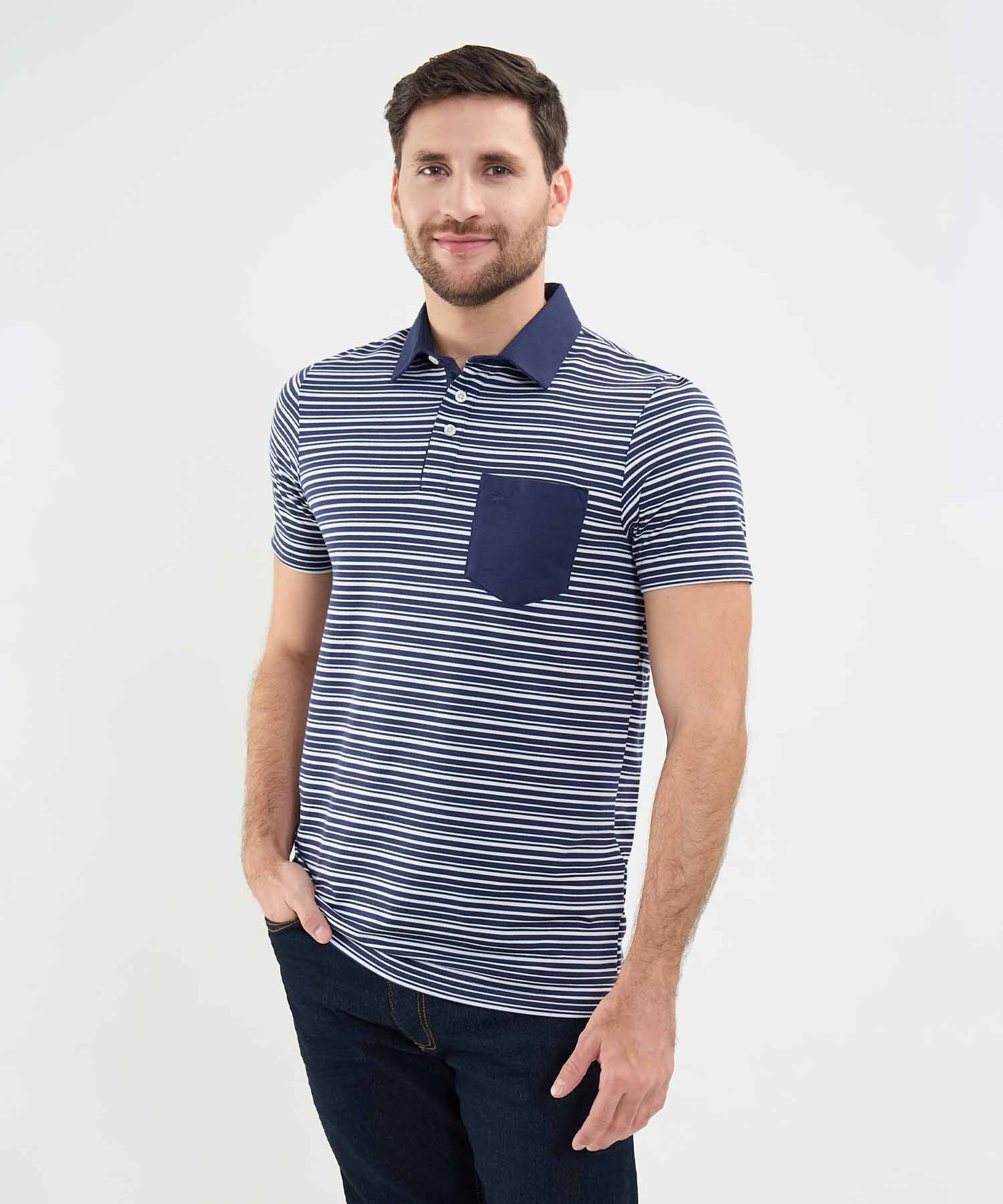 Polo Cuello Duro con Franjas