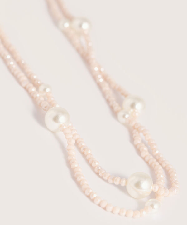 Collar Doble Con Perlas Y Cuentas Para Mujer